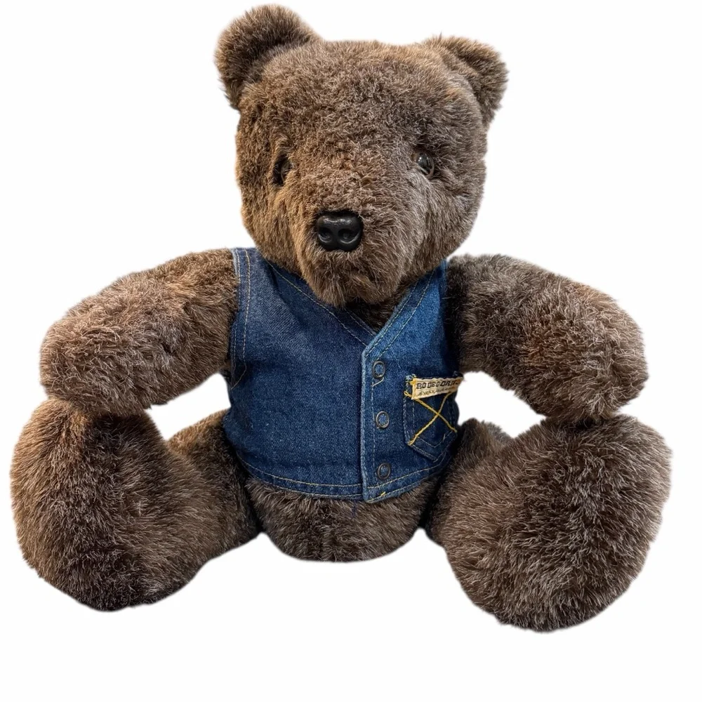 Vintage Rodeo Drive Beverly Hills Teddy Bear w/‎ Denim Vest 18” Plush Souvenir